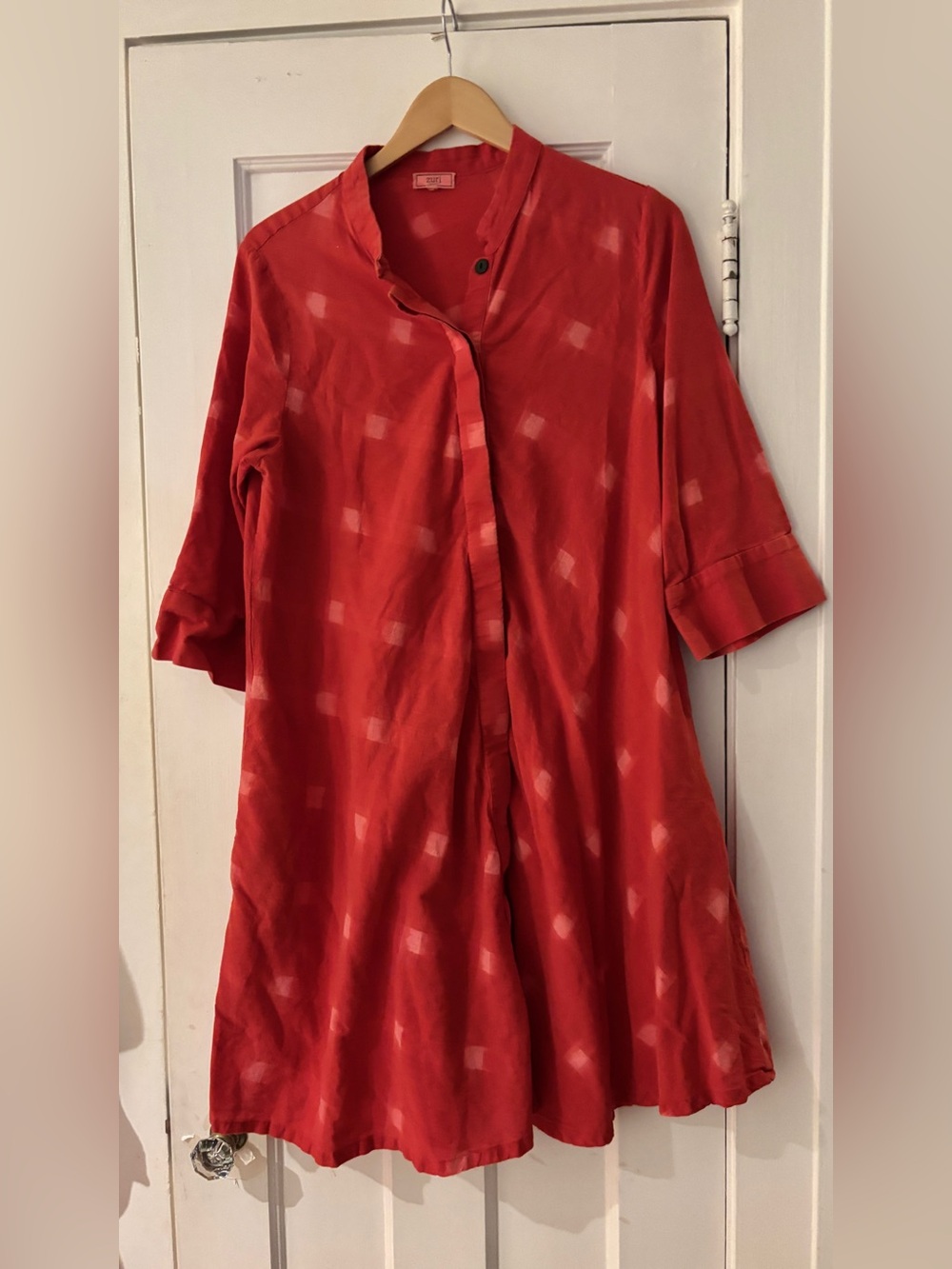 Zuri Kenya Red A-line Button-Front Women’s Dress